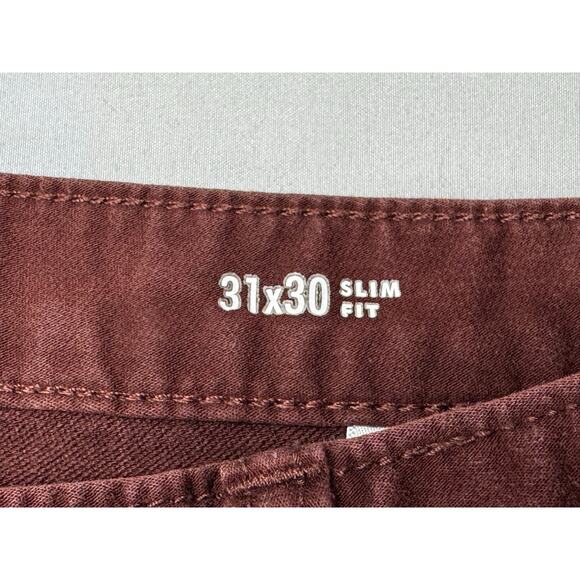 Banana Republic Men's Traveler Slim Fit Maroon Denim Travel Jeans - Size 31x27 - Picture 6 of 7